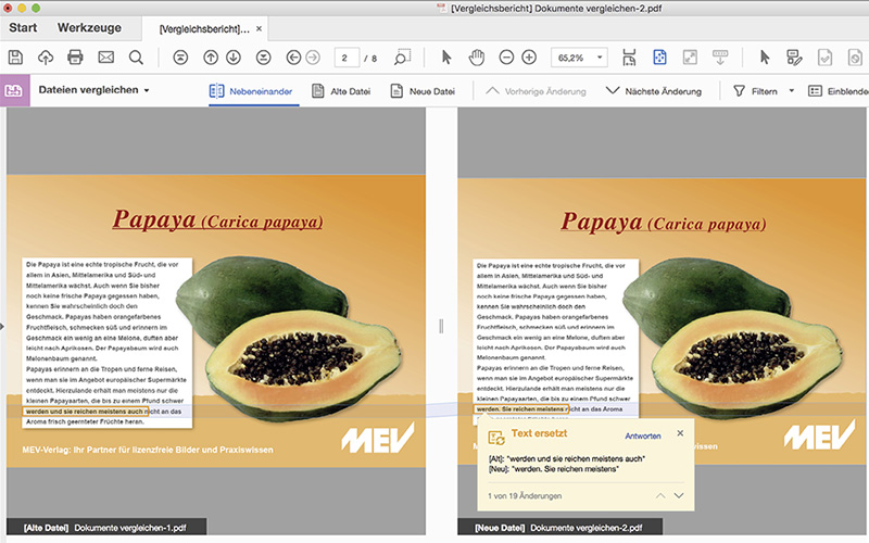 Wie Sie Unterschiede von zwei PDF-Dokumenten in Acrobat ermitteln